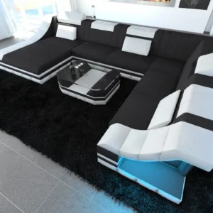 Mikrofaser Wohnlandschaft Treviano mit Ottomane U-Form XL