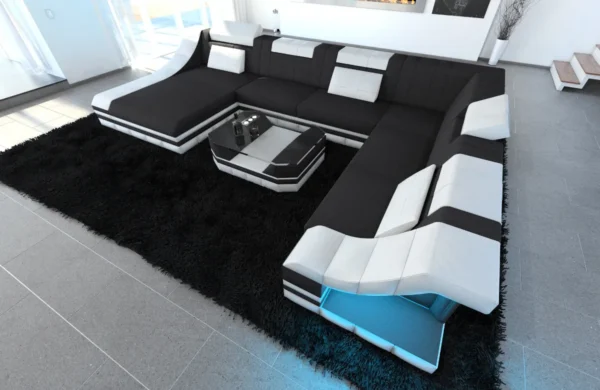 Mikrofaser Wohnlandschaft Treviano mit Ottomane U-Form XL – Bild 5