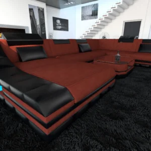 Mikrofaser Wohnlandschaft Treviano mit Ottomane U-Form XL