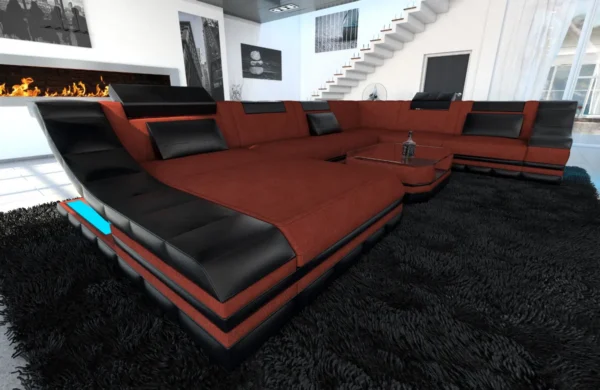 Mikrofaser Wohnlandschaft Treviano mit Ottomane U-Form XL – Bild 19