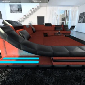 Mikrofaser Wohnlandschaft Treviano mit Ottomane U-Form XL
