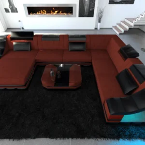 Mikrofaser Wohnlandschaft Treviano mit Ottomane U-Form XL