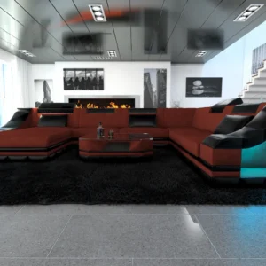 Mikrofaser Wohnlandschaft Treviano mit Ottomane U-Form XL