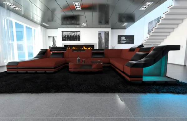 Mikrofaser Wohnlandschaft Treviano mit Ottomane U-Form XL – Bild 22