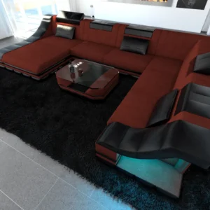 Mikrofaser Wohnlandschaft Treviano mit Ottomane U-Form XL