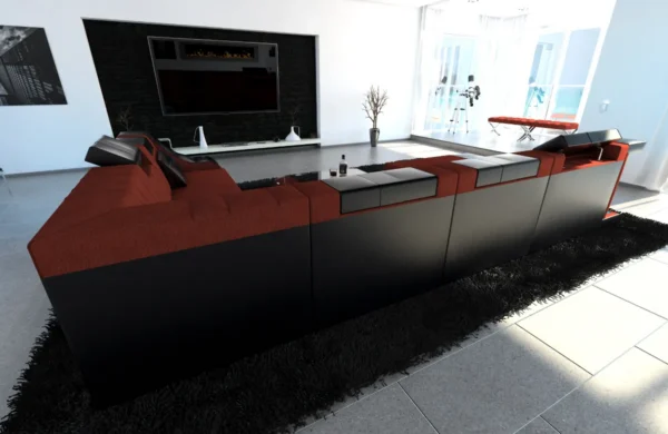 Mikrofaser Wohnlandschaft Treviano mit Ottomane U-Form XL – Bild 24