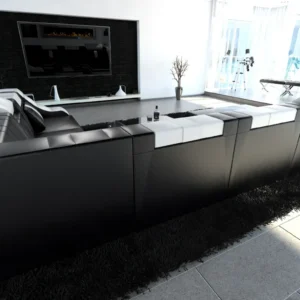 Echtleder Wohnlandschaft Treviano mit Ottomane U-Form XL Mini