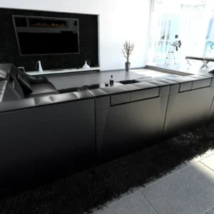 Echtleder Wohnlandschaft Treviano mit Ottomane U-Form XL Mini