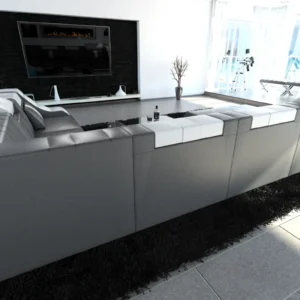 Echtleder Wohnlandschaft Treviano mit Ottomane U-Form XL Mini