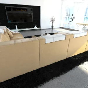 Echtleder Wohnlandschaft Treviano mit Ottomane U-Form XL Mini