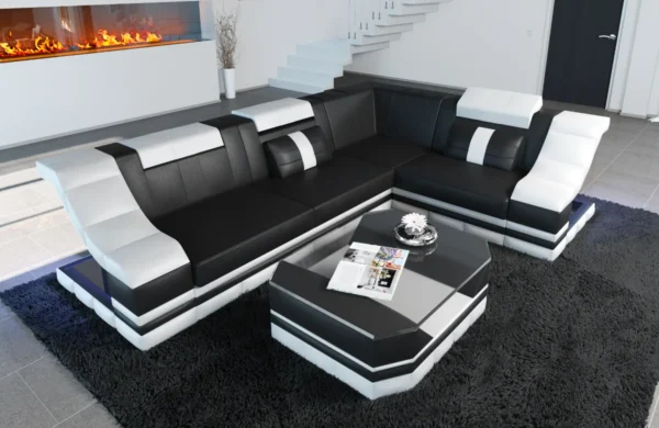 Echtleder Ecksofa Treviano L-Form S Mini – Bild 13