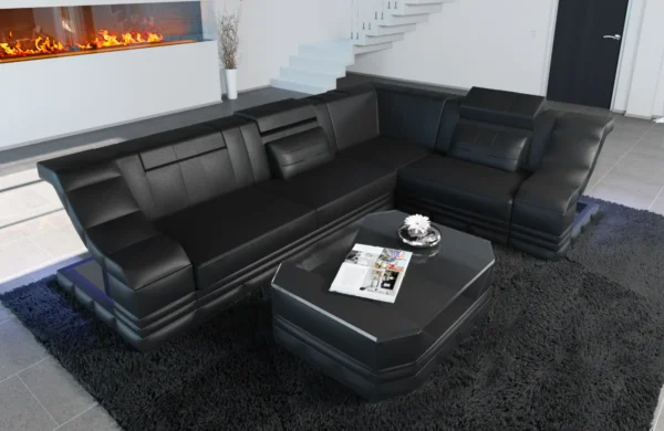 Echtleder Ecksofa Treviano L-Form S Mini – Bild 10