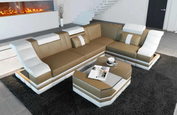 Echtleder Ecksofa Treviano L-Form S Mini – Bild 4