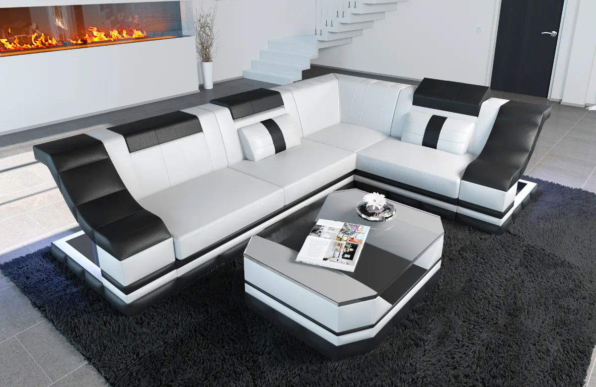 Echtleder Ecksofa Treviano L-Form S Mini