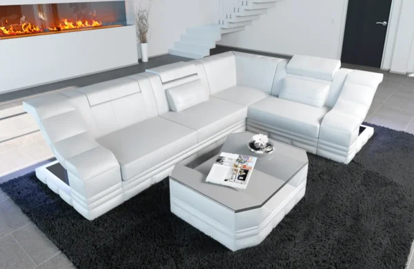 Echtleder Ecksofa Treviano L-Form S Mini – Bild 16