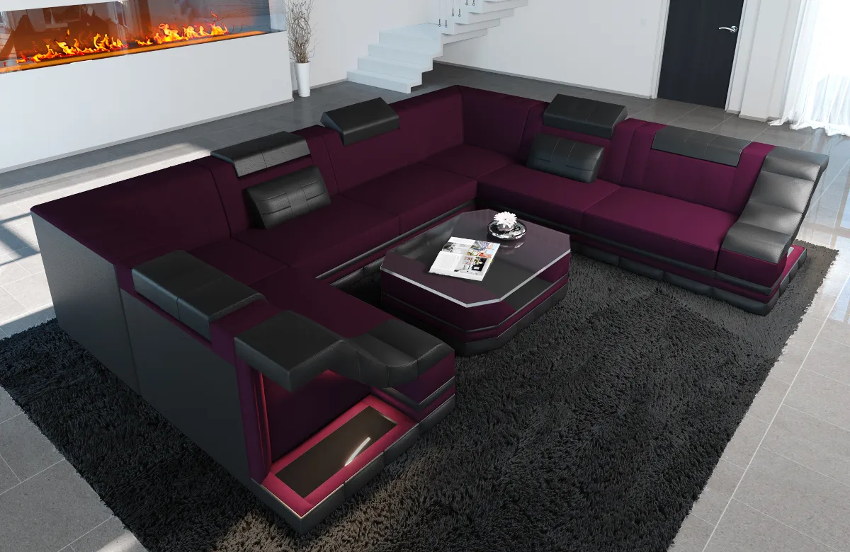 Mikrofaser Wohnlandschaft Treviano U-Form XL