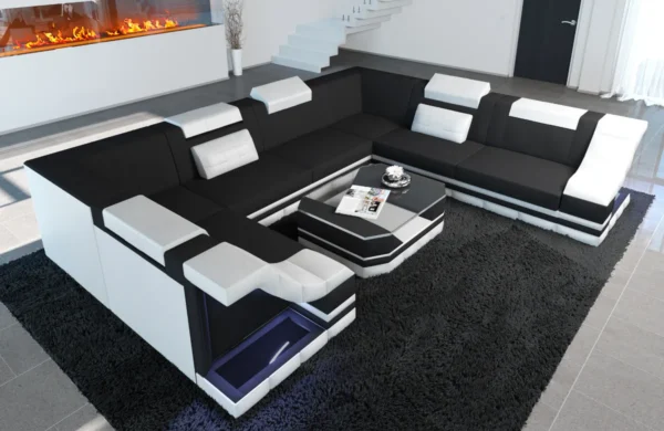 Mikrofaser Wohnlandschaft Treviano U-Form XL – Bild 4