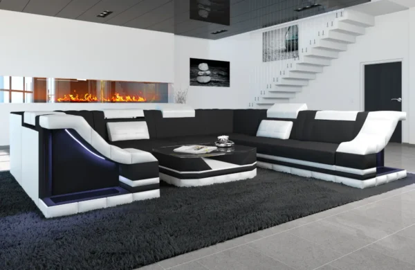 Mikrofaser Wohnlandschaft Treviano U-Form XL – Bild 6