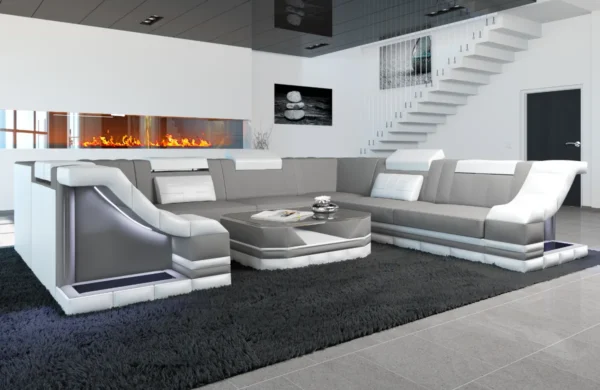 Mikrofaser Wohnlandschaft Treviano U-Form XL – Bild 9