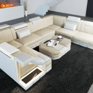 Samtstoff Wohnlandschaft Treviano U-Form XL Mini