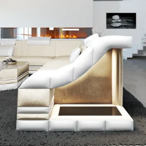 Samtstoff Wohnlandschaft Treviano U-Form XL Mini