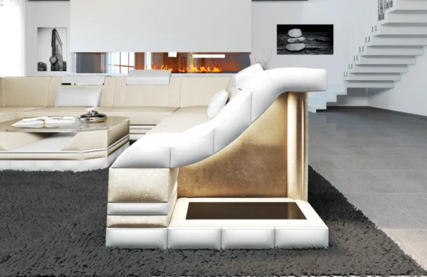 Samtstoff Wohnlandschaft Treviano U-Form XL Mini – Bild 2