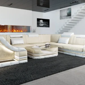 Samtstoff Wohnlandschaft Treviano U-Form XL Mini