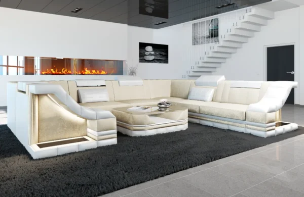 Samtstoff Wohnlandschaft Treviano U-Form XL Mini – Bild 3