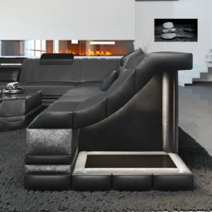 Samtstoff Wohnlandschaft Treviano U-Form XL Mini