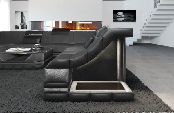 Samtstoff Wohnlandschaft Treviano U-Form XL Mini – Bild 5