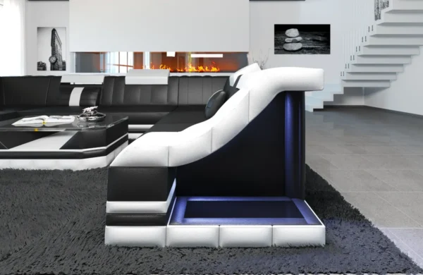 Kunstleder Wohnlandschaft Treviano U-Form XL Mini – Bild 14