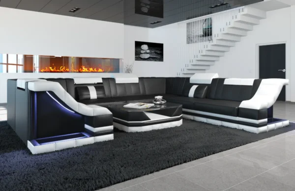 Kunstleder Wohnlandschaft Treviano U-Form XL Mini – Bild 15