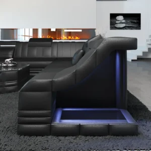 Kunstleder Wohnlandschaft Treviano U-Form XL Mini