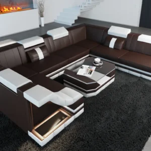 Kunstleder Wohnlandschaft Treviano U-Form XL Mini