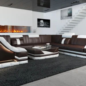 Kunstleder Wohnlandschaft Treviano U-Form XL Mini