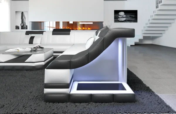 Kunstleder Wohnlandschaft Treviano U-Form XL Mini – Bild 8