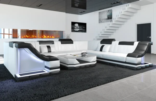 Kunstleder Wohnlandschaft Treviano U-Form XL Mini – Bild 9
