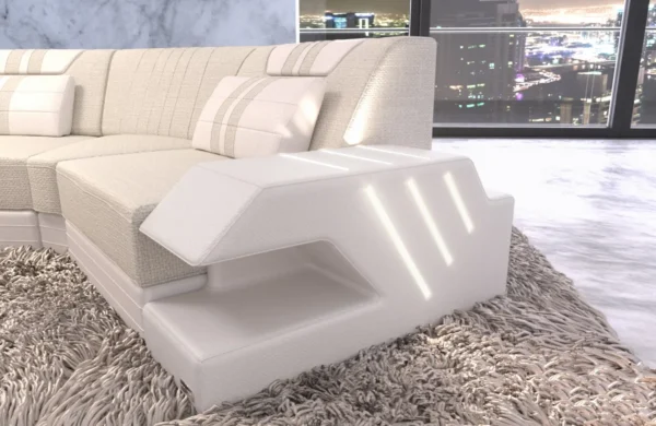 Webstoff Wohnlandschaft Ventura mit Ottomane C-Form L – Bild 8