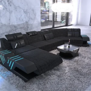 Webstoff Wohnlandschaft Ventura mit Ottomane C-Form L