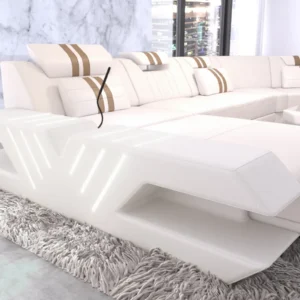 Echtleder Wohnlandschaft Ventura mit Ottomane C-Form L