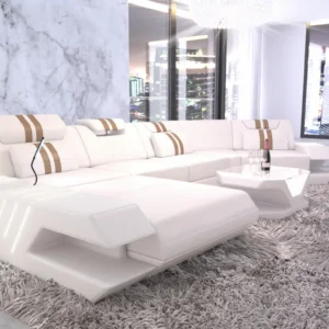 Echtleder Wohnlandschaft Ventura mit Ottomane C-Form L
