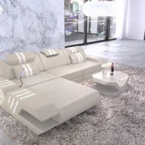 Echtleder Ecksofa Ventura mit Ottomane L-Form S