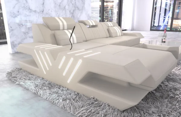 Echtleder Ecksofa Ventura mit Ottomane L-Form S – Bild 6