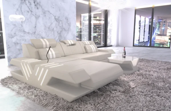 Echtleder Ecksofa Ventura mit Ottomane L-Form S – Bild 7