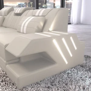 Echtleder Ecksofa Ventura mit Ottomane L-Form S