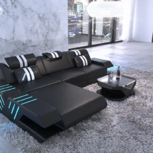Echtleder Ecksofa Ventura mit Ottomane L-Form S