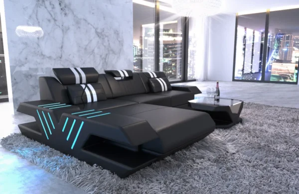 Echtleder Ecksofa Ventura mit Ottomane L-Form S – Bild 11
