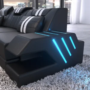 Echtleder Ecksofa Ventura mit Ottomane L-Form S