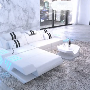 Echtleder Ecksofa Ventura mit Ottomane L-Form S