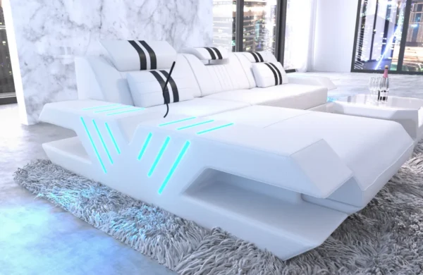 Echtleder Ecksofa Ventura mit Ottomane L-Form S – Bild 14